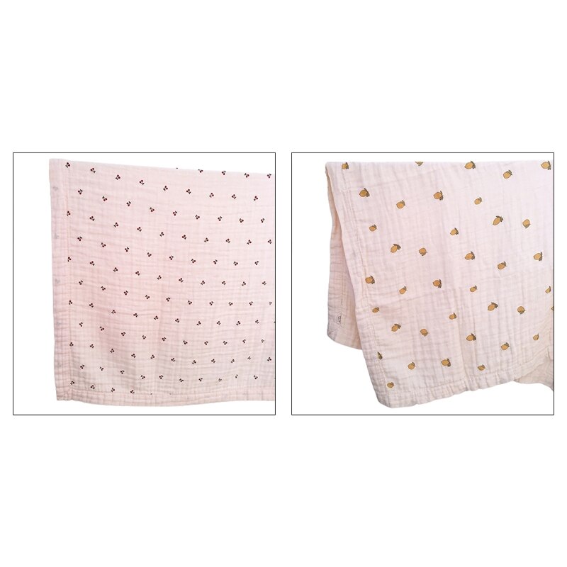 New 47x47 Inches Baby Muslin Swaddle Blanket Newborn Infant Boys Girls Cute Cherry Lemon Print Soft Swaddling Wrap Towel